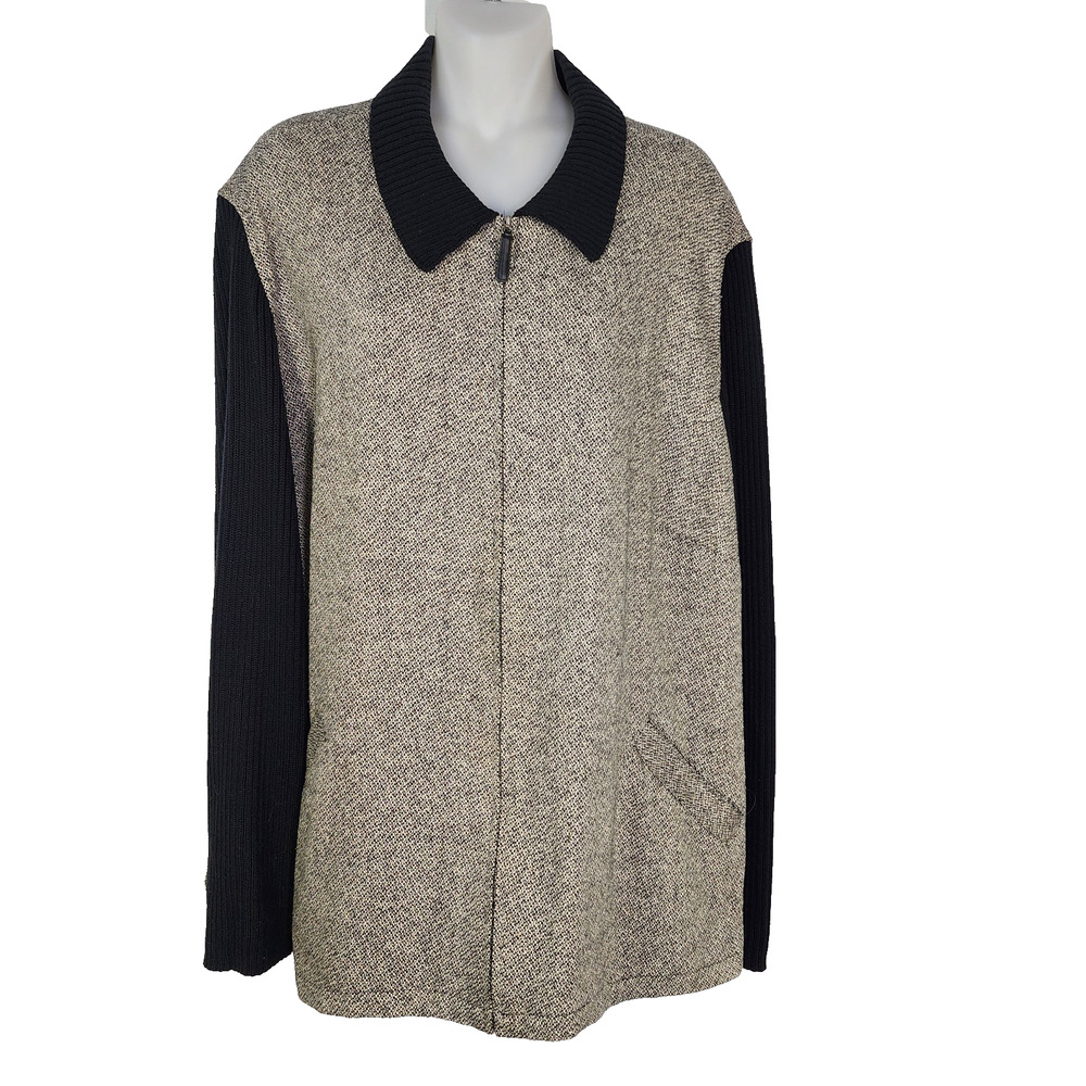 Elisabeth by Liz Claiborne Jacket Size 20 Silk Wool Blend Zip Long Ribbed Sleeve